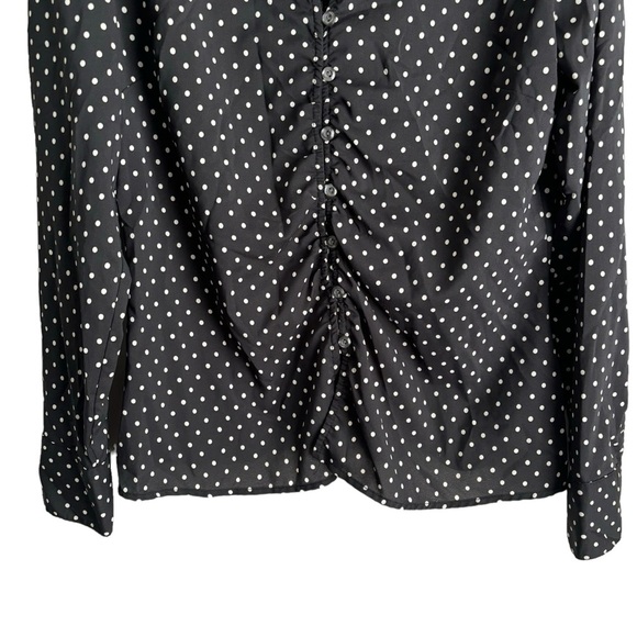 New York & Company City Stretch Polka Dot Button Up Blouse Office Workwear Sz 14 - Picture 3 of 16